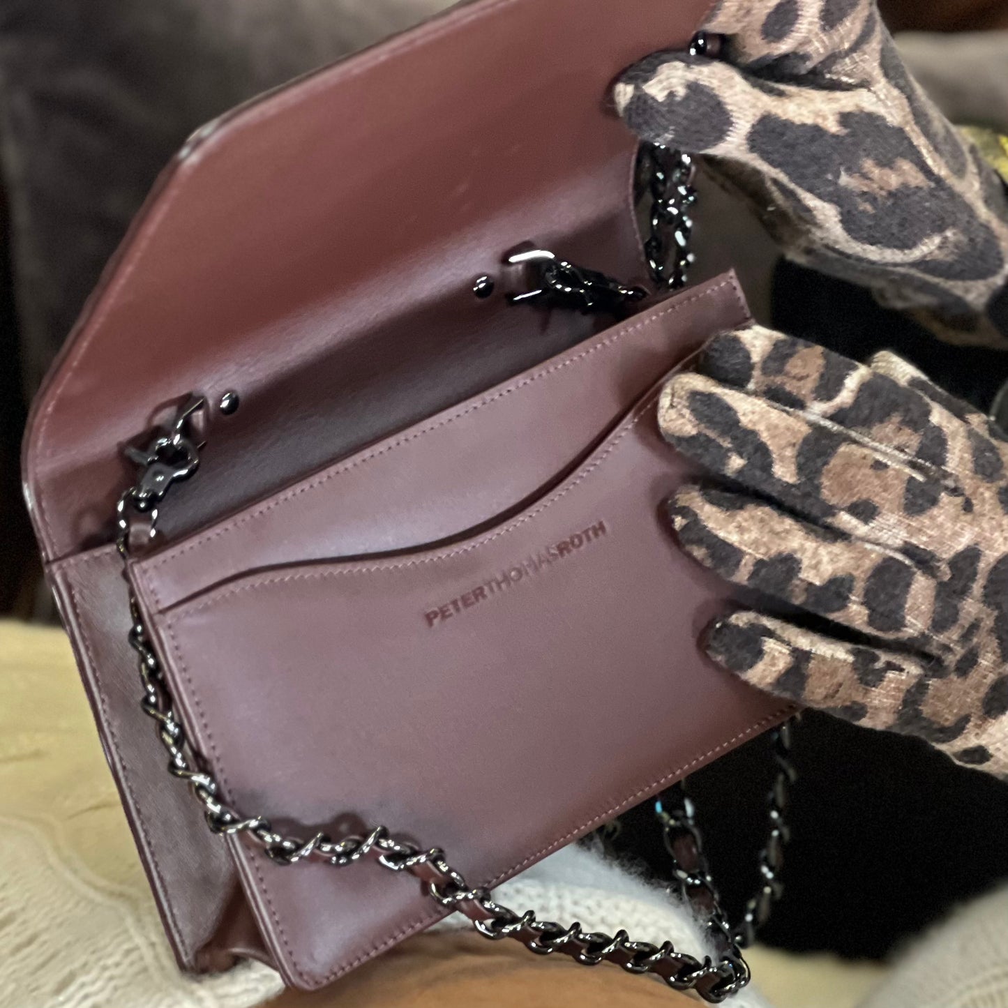 Genuine Crocodile Clutch in dark grey pearl 8"L X 5"H