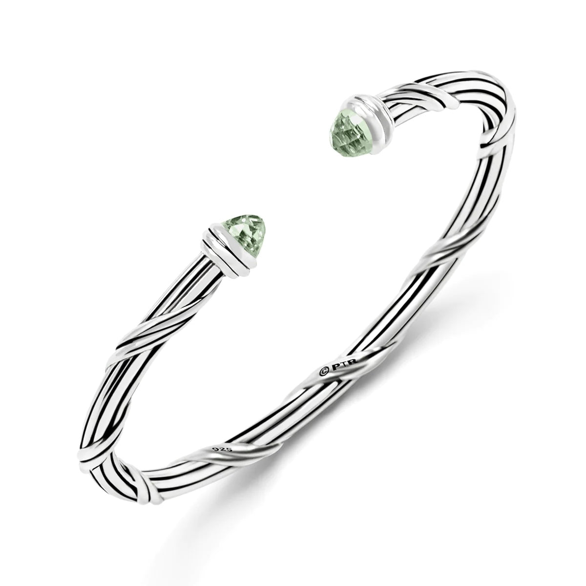 Fantasies Prasiolite Oval Cuff in sterling silver 4 mm