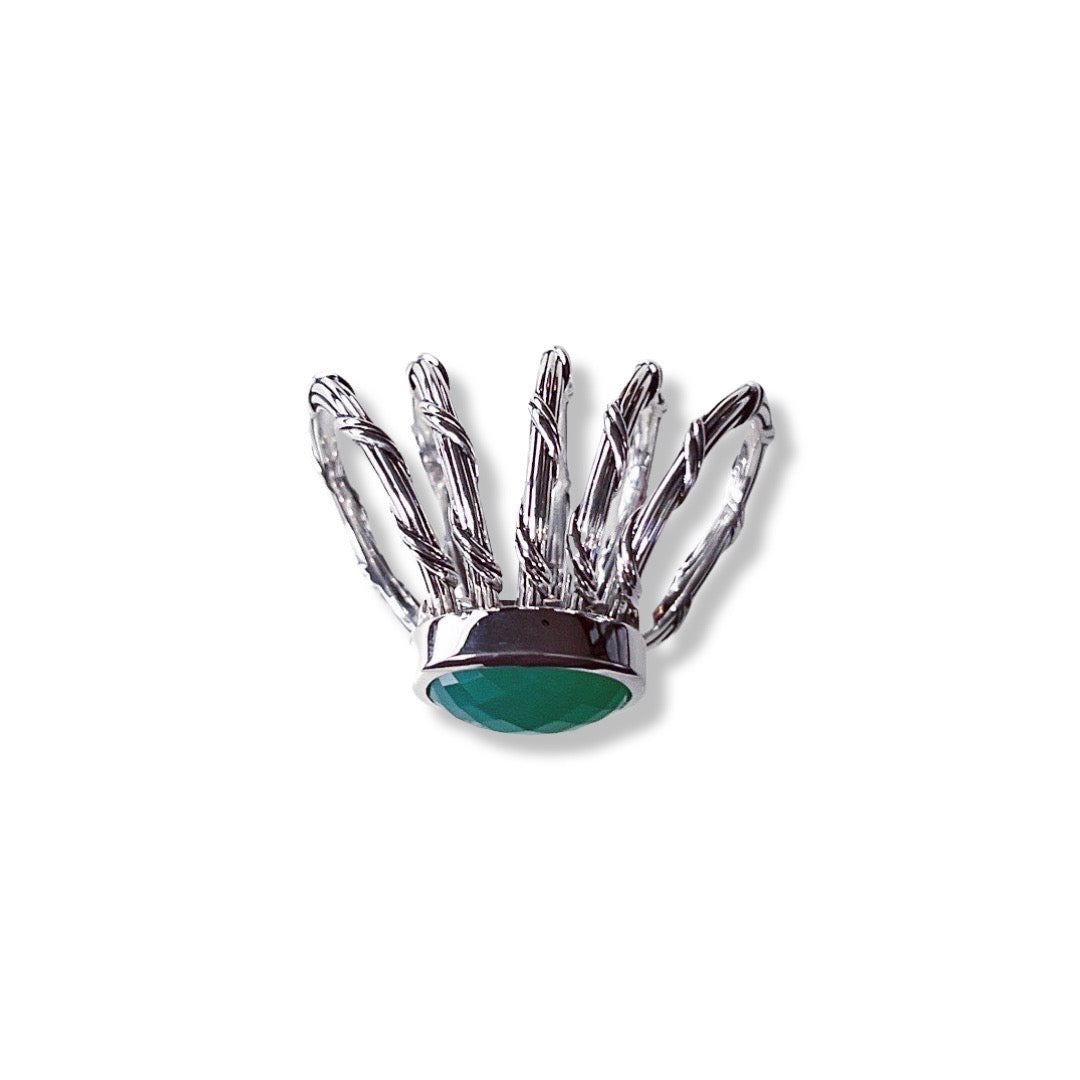 Fantasies 5 Row Cocktail Ring in sterling silver with green chalcedony