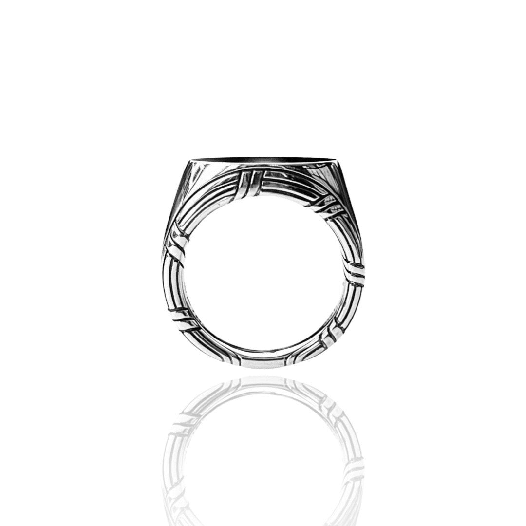 Explorer Signet Ring in sterling silver with black onyx