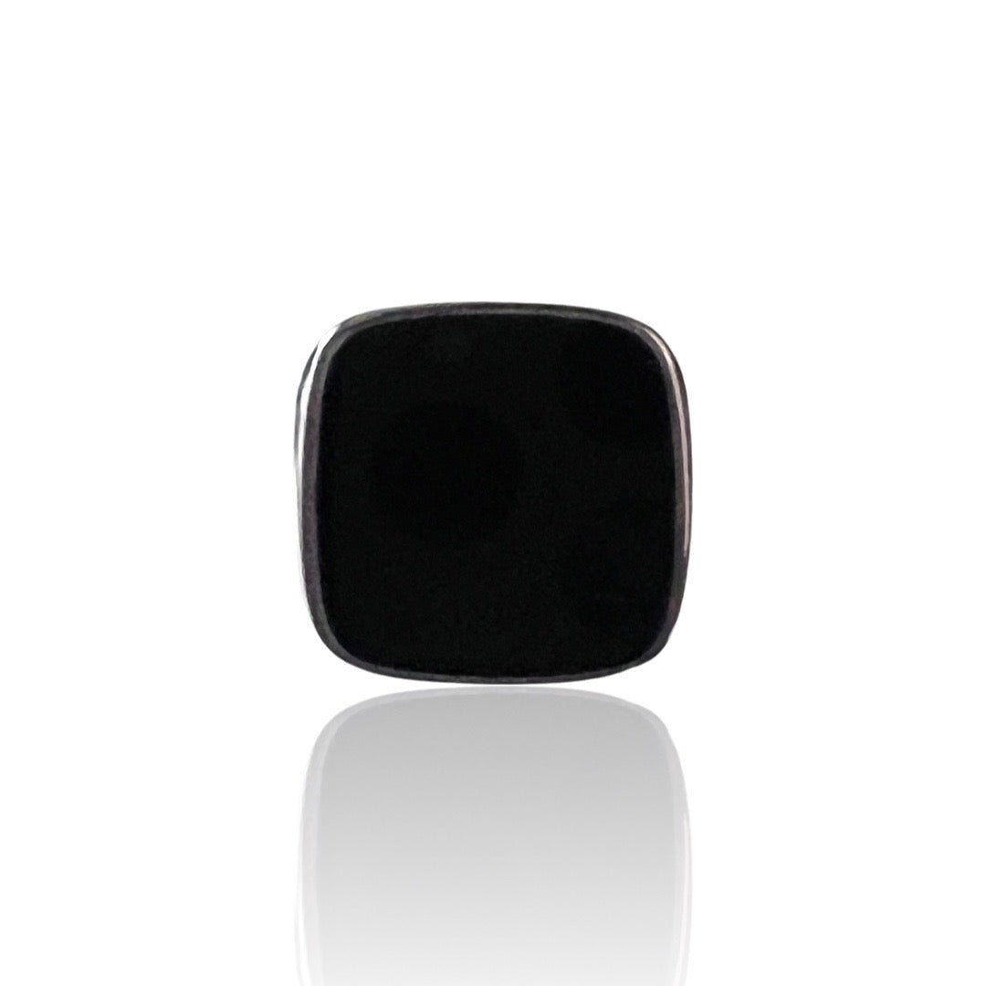 Explorer Cushion Signet Ring in sterling silver with black onyx