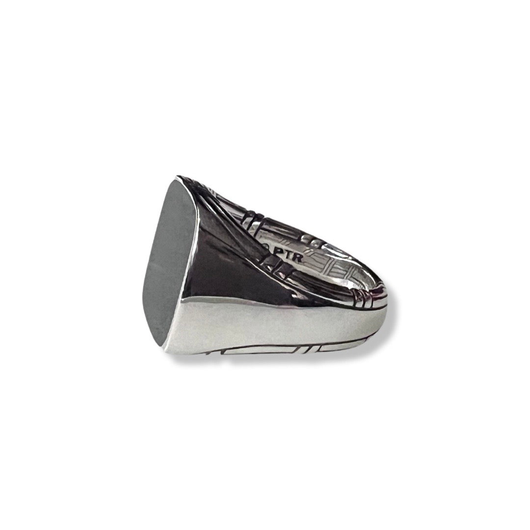 Explorer Cushion Signet Ring in sterling silver with black onyx