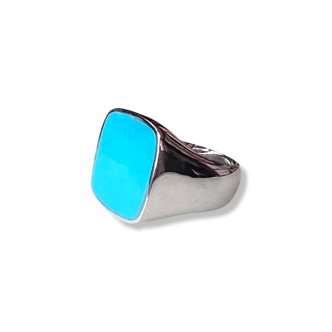 Explorer Signet Ring in sterling silver with Turquoise 18mm