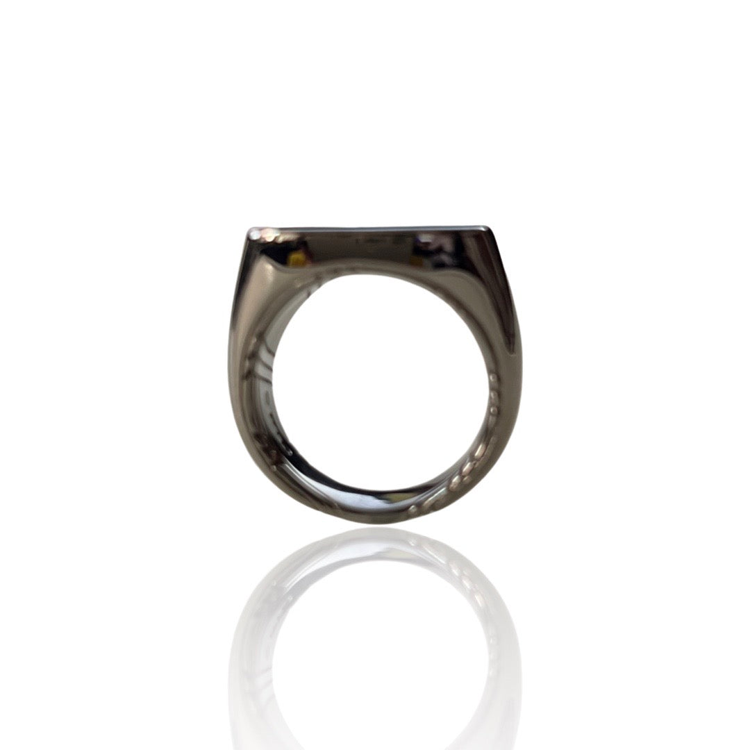 Explorer Signet Ring in ruthenium sterling silver