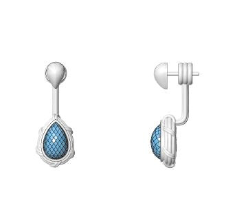 Fantasies Teardrop Push Pin Drop Earrings in sterling silver with citrine