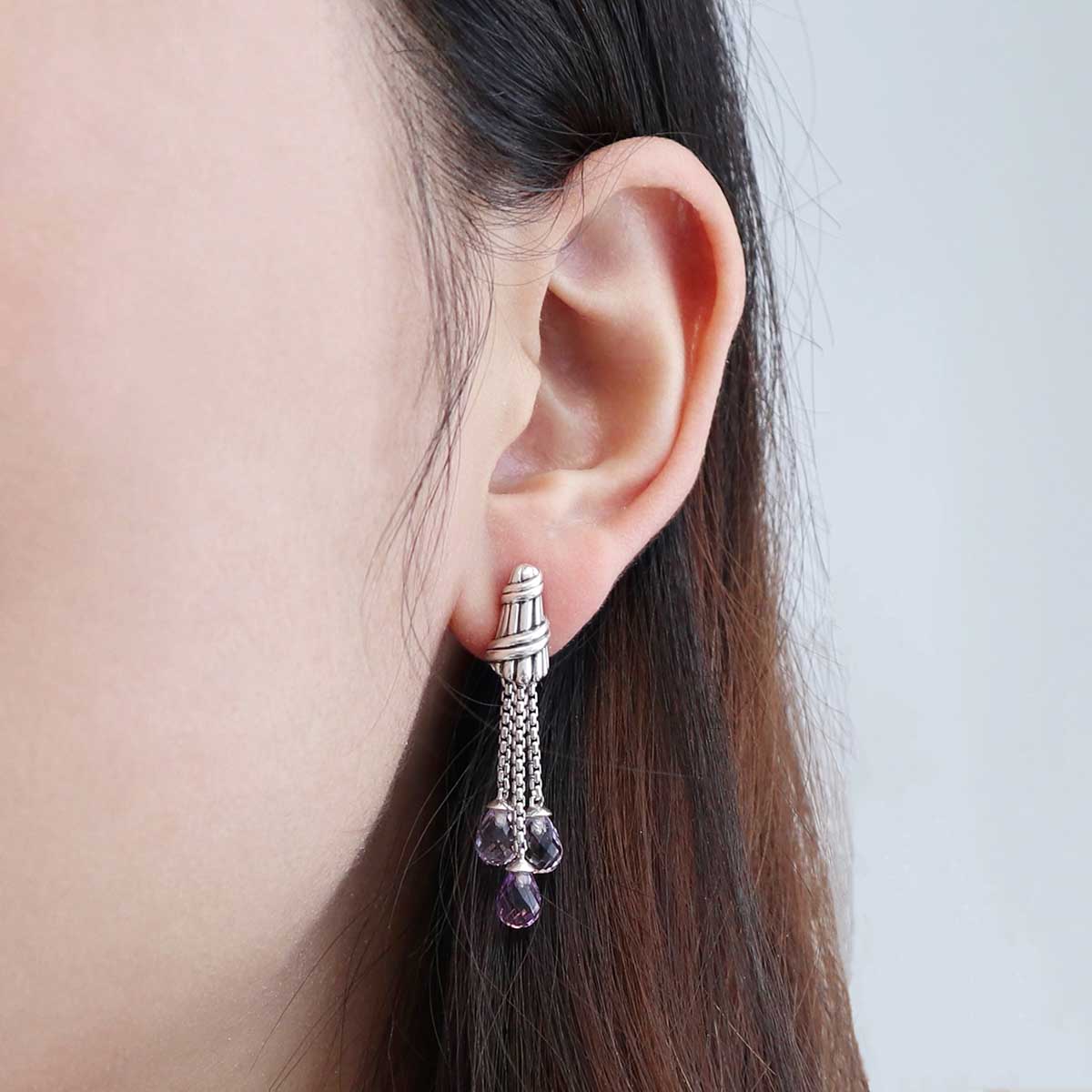 Cascade Briolette Dangle Earrings in sterling silver with citrine