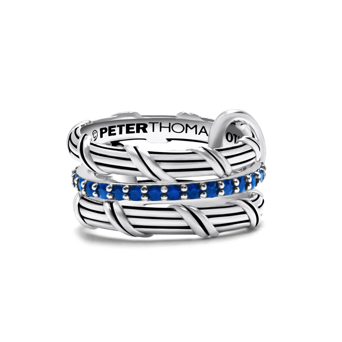 Signature Classic Connected Ring with blue sapphires in sterling silver