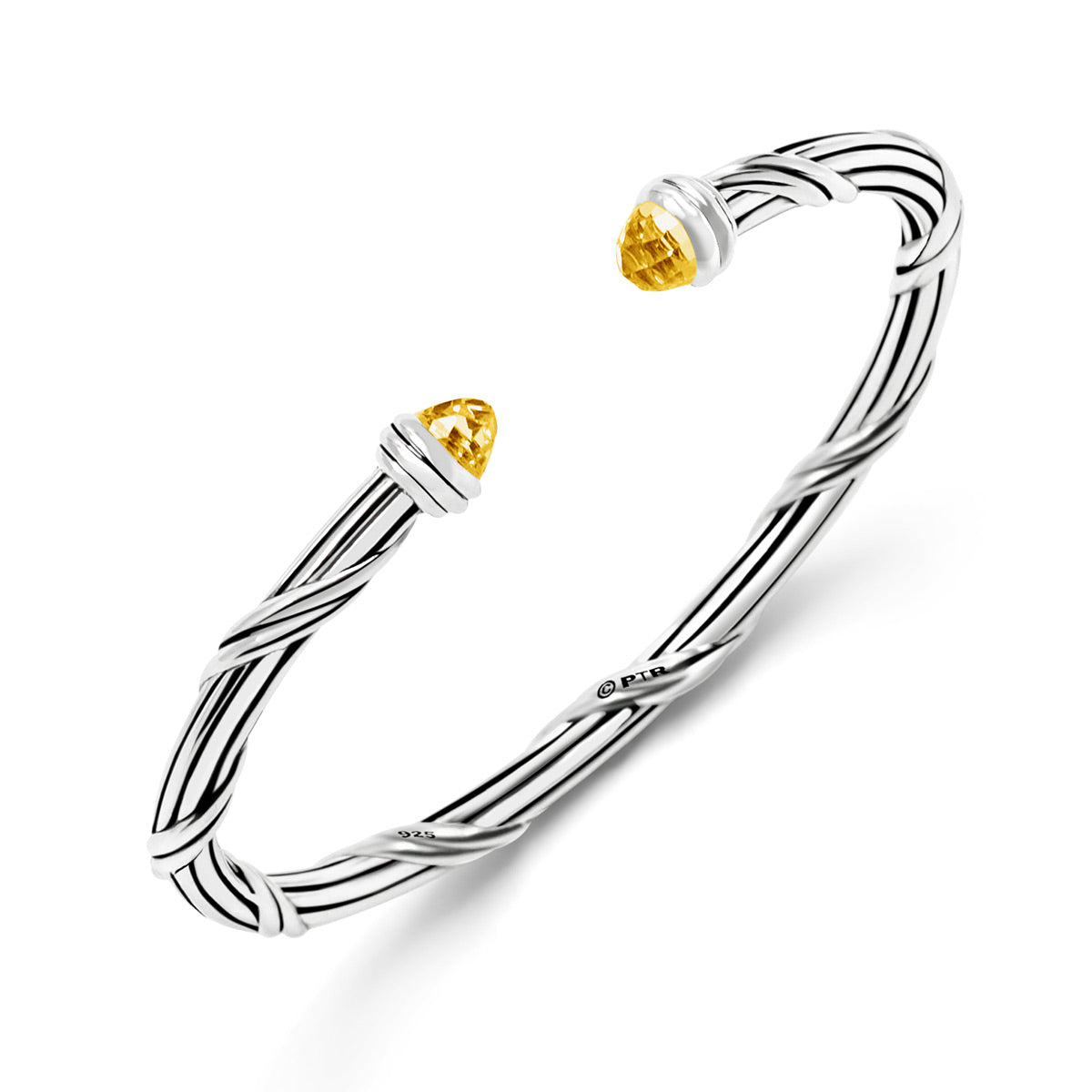 Fantasies Citrine Oval Cuff in sterling silver 4 mm