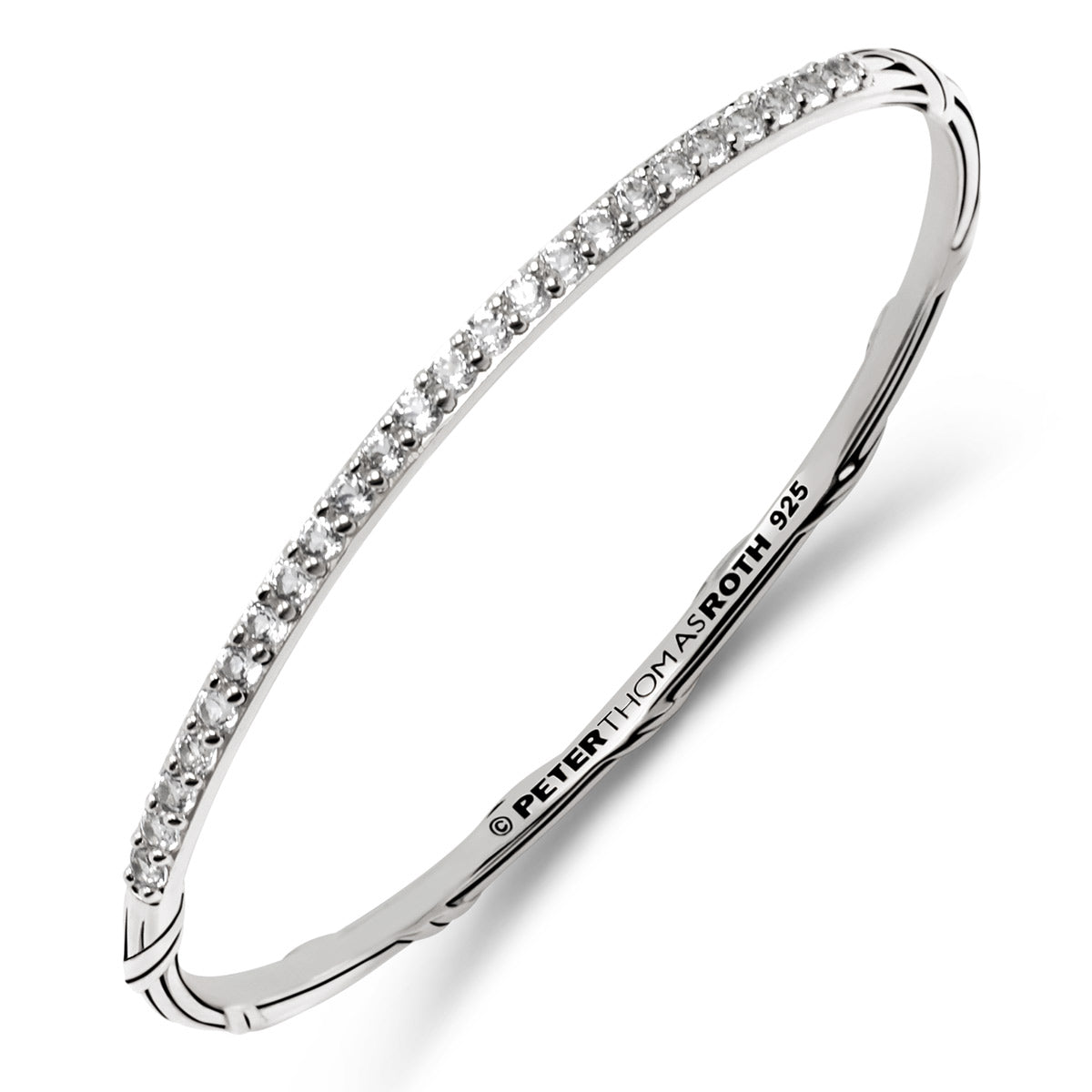 Signature Classic Stack Oval Bangle Set with white topaz in sterling silver