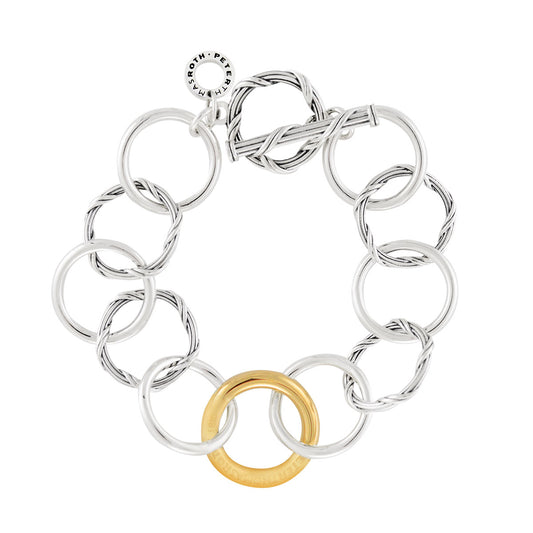 Signature Mixed Link Bracelet in sterling silver and 18K yellow gold