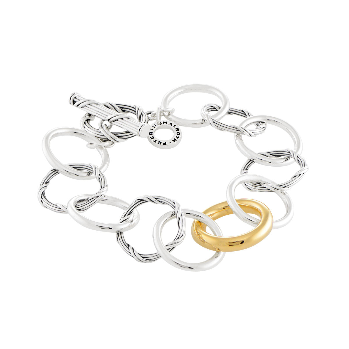 Signature Mixed Link Bracelet in sterling silver and 18K yellow gold