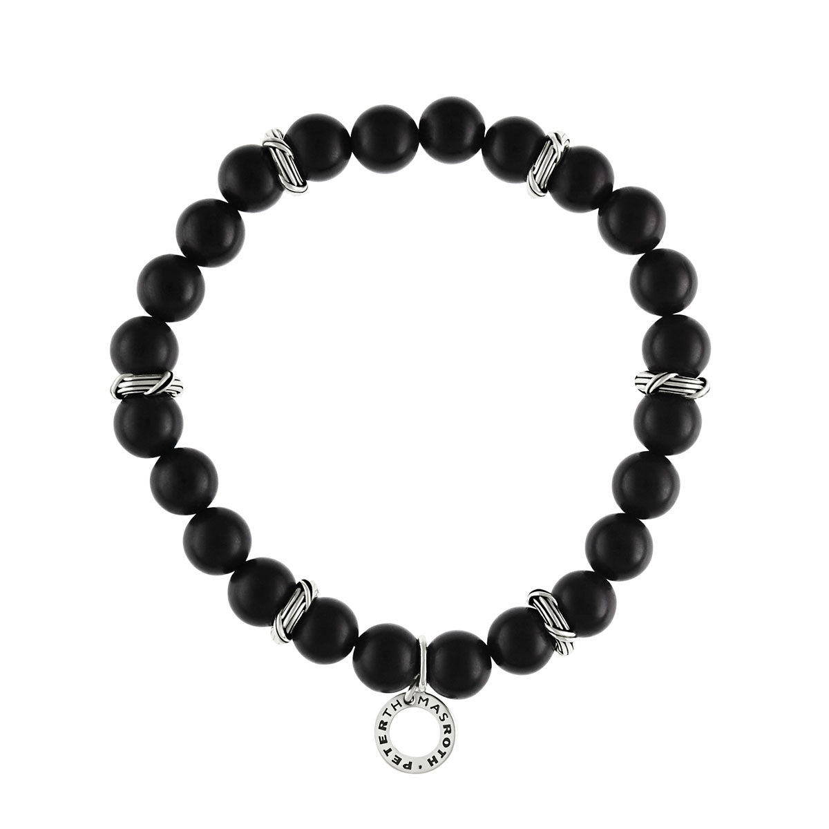 Explorer Bead Bracelet in sterling silver with matte black onyx 8mm