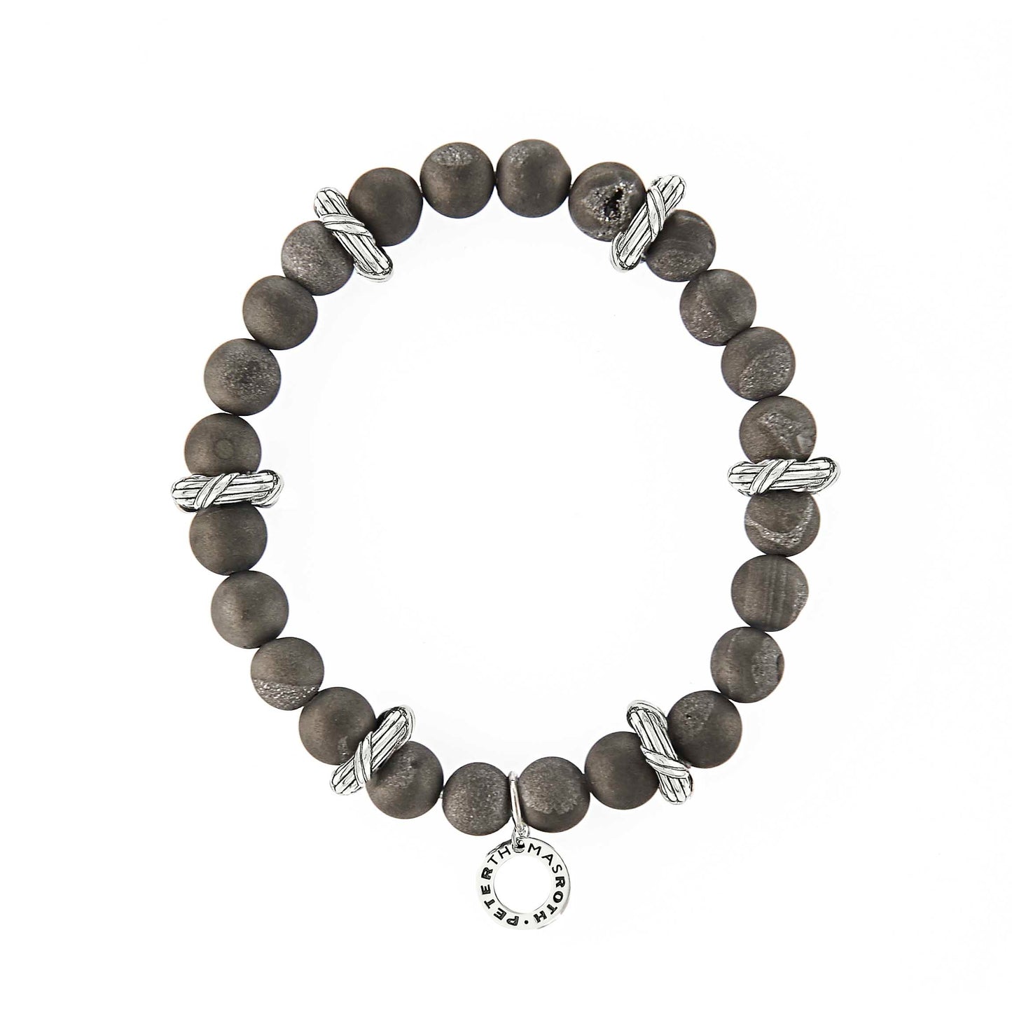 Explorer Bead Bracelet in sterling silver with grey druzy 8mm