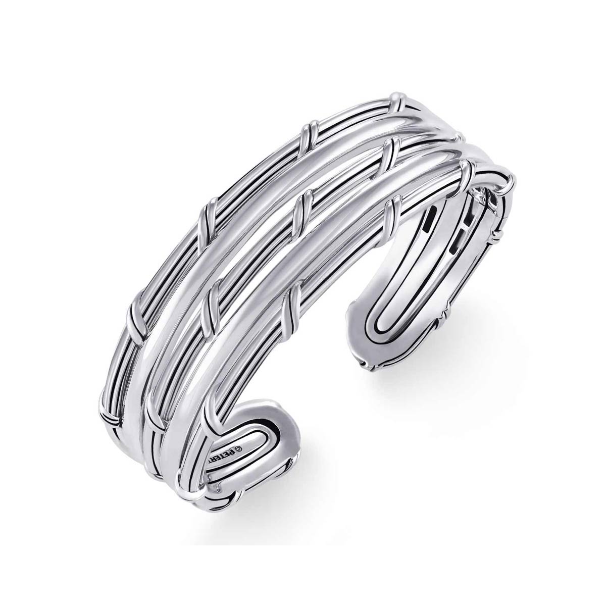 Hudson Stacked Fan Cuff in sterling silver