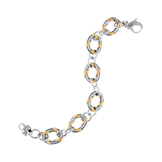 Soho Oval Link Bracelet in two tone sterling silver