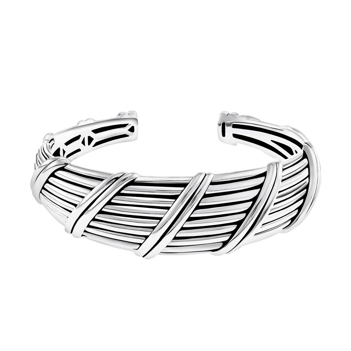 Peter Thomas Roth Ribbon and Reed Signature Classic Oval Cuff in Sterling Silver with Hinge Large