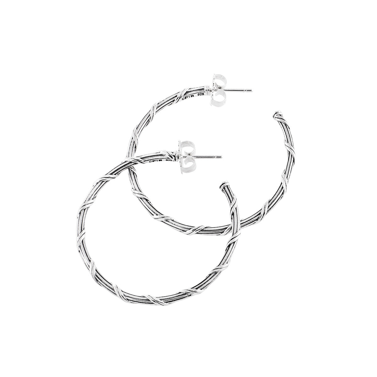 Signature Classic Hoop Earrings in sterling silver 1.5"