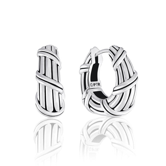 Signature Classic Tapered Huggie Hoop Earrings in sterling silver