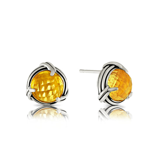 Fantasies Citrine Stud Earrings in sterling silver 6mm