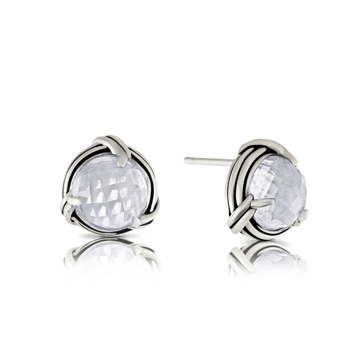 Fantasies Rock Crystal Stud Earrings in sterling silver 8mm