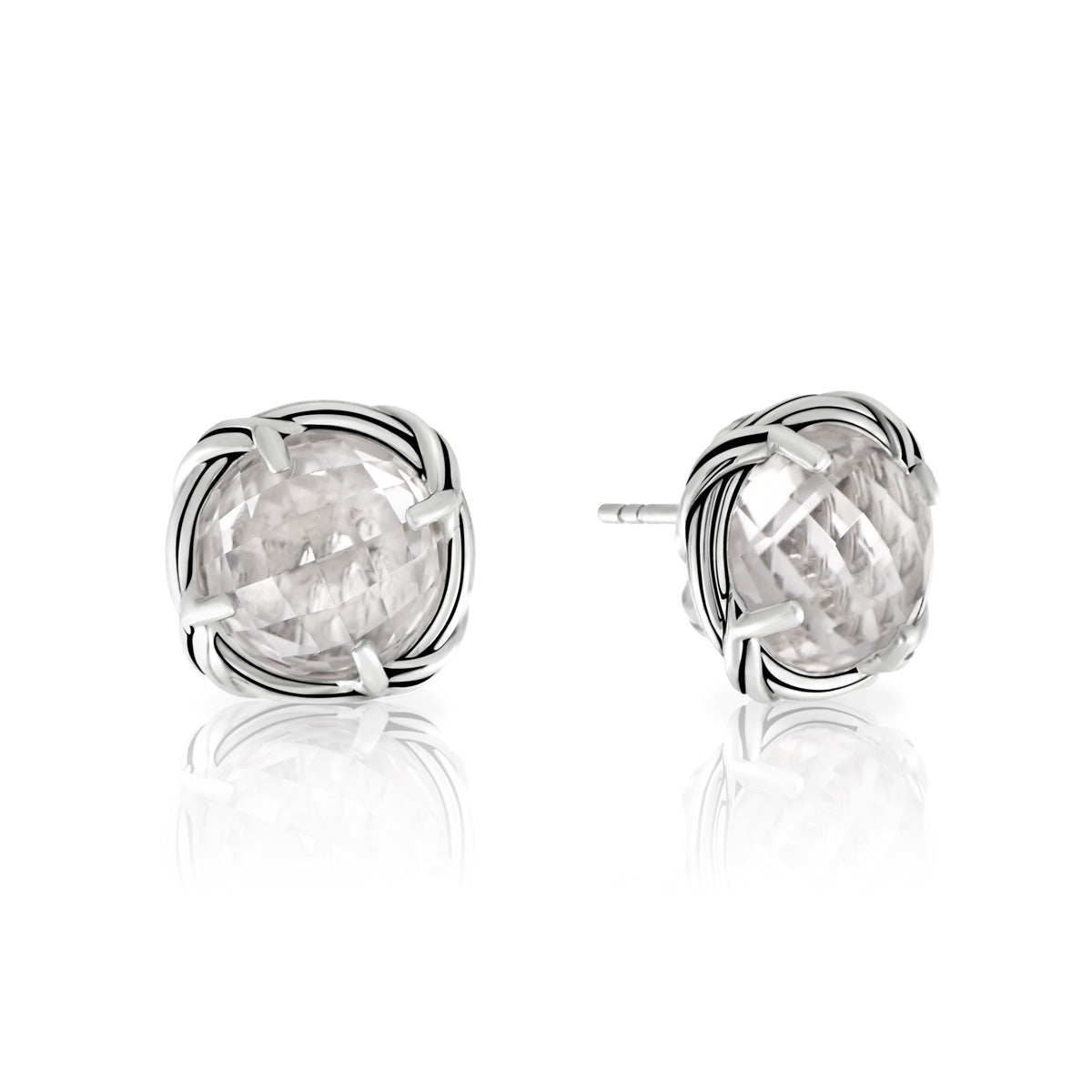 Peter Thomas Roth Ribbon & Reed Signature Classic Criss Cross Earrings in Sterling Silver with White Topaz