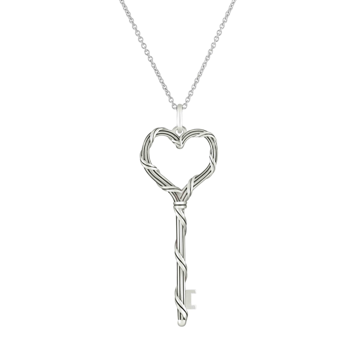 Signature Classic Heart Key Necklace in Sterling Silver