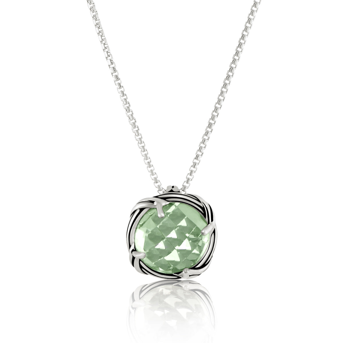 Fantasies Prasiolite Necklace in sterling silver 10mm