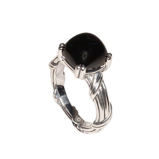 Fantasies Black Onyx Cabochon Ring in sterling silver 10mm