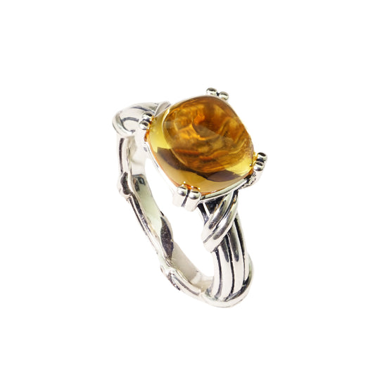 Fantasies Citrine Cabochon Ring in sterling silver 10mm