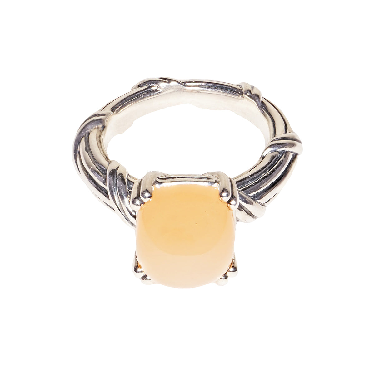 Fantasies Peach Moonstone Cabochon Ring in sterling silver 10mm