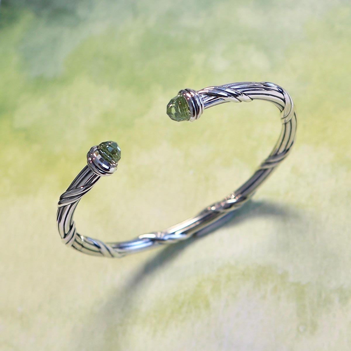 Fantasies Prasiolite Oval Cuff in sterling silver 4 mm