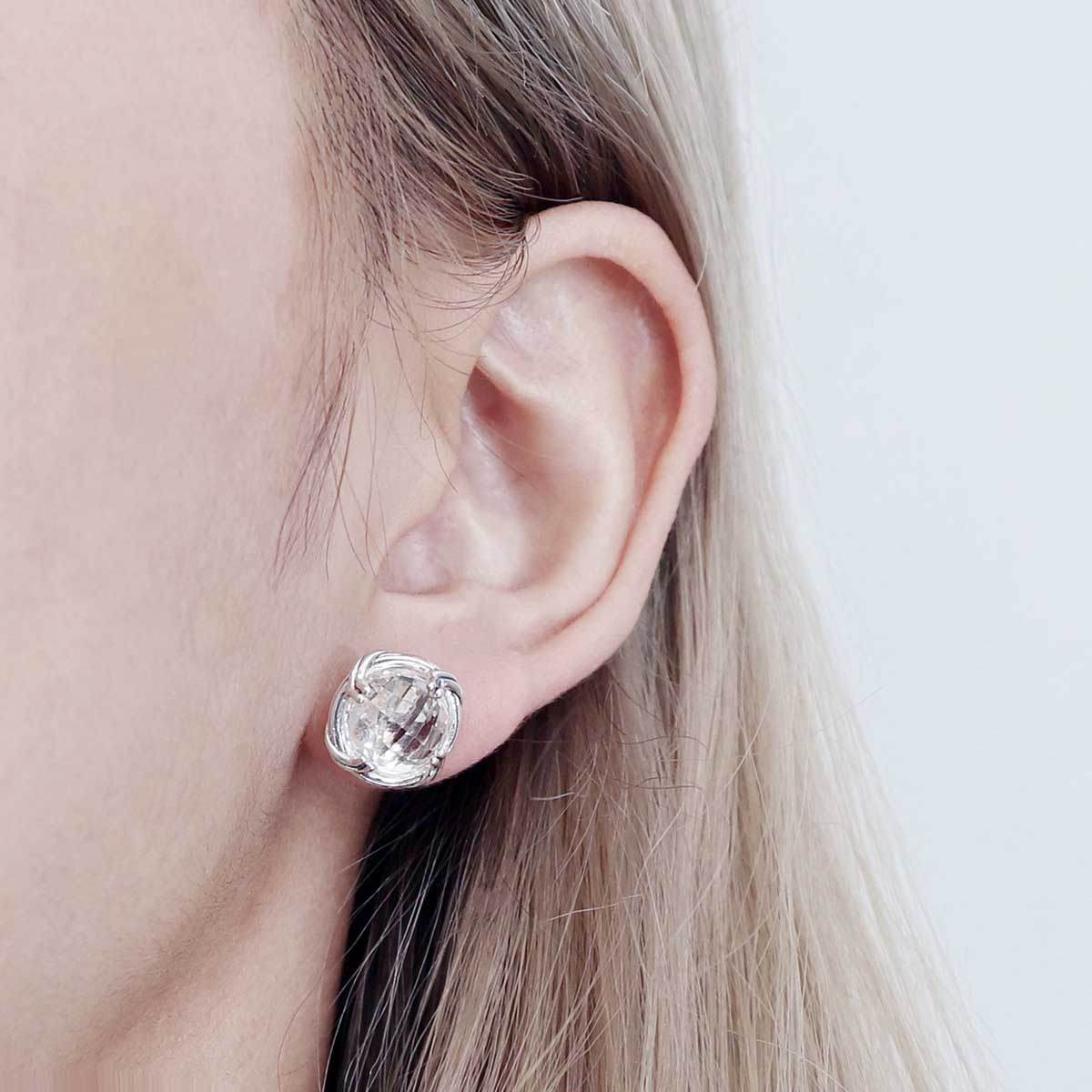 Fantasies Rock Crystal Stud Earrings in sterling silver 10mm