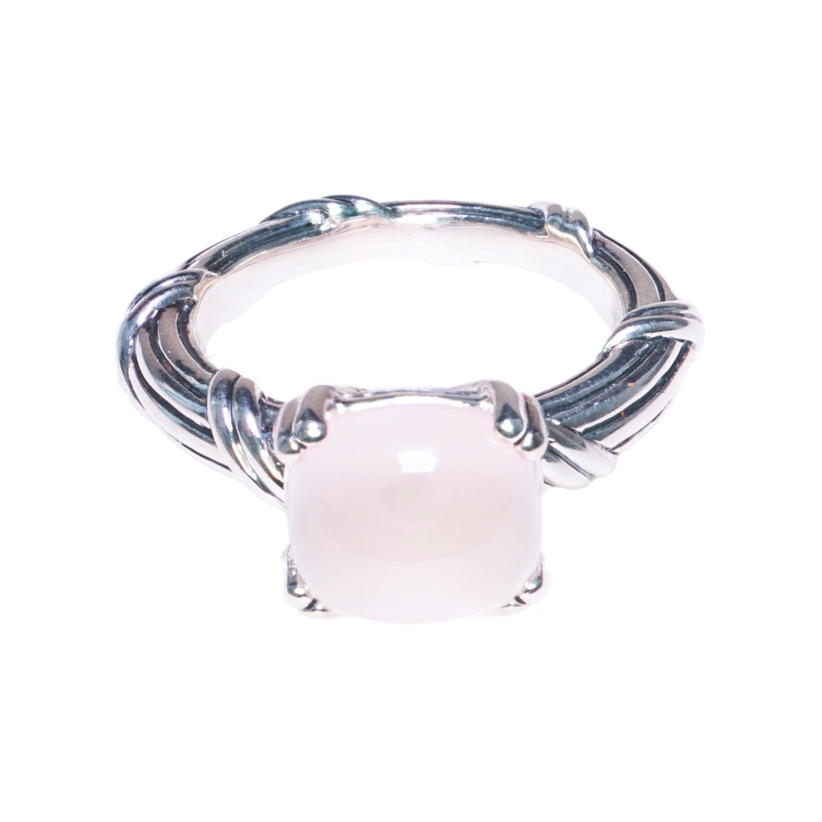 Fantasies Rose Quartz Cabochon Ring in sterling silver 10mm