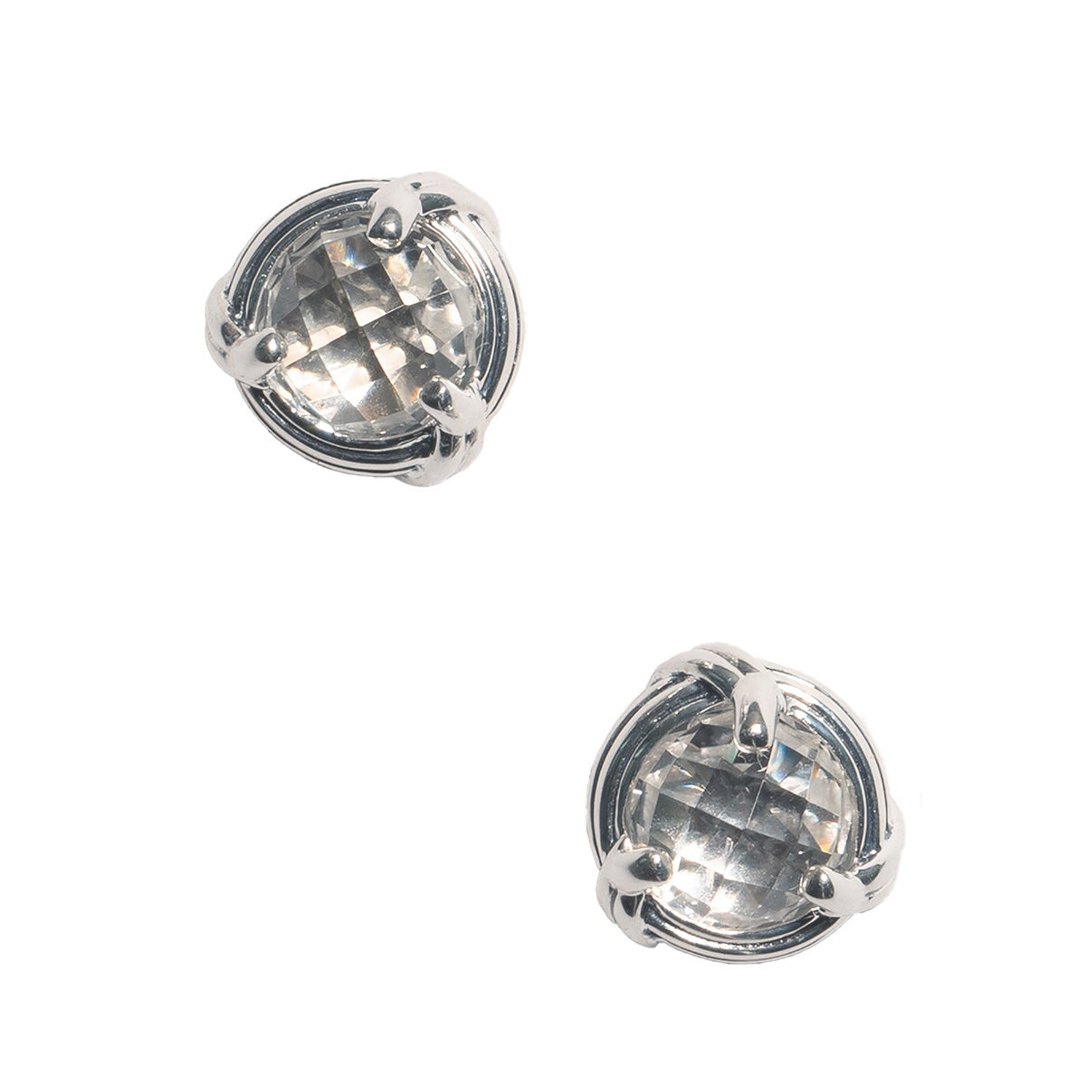 Fantasies White Topaz Stud Earrings in sterling silver 6mm