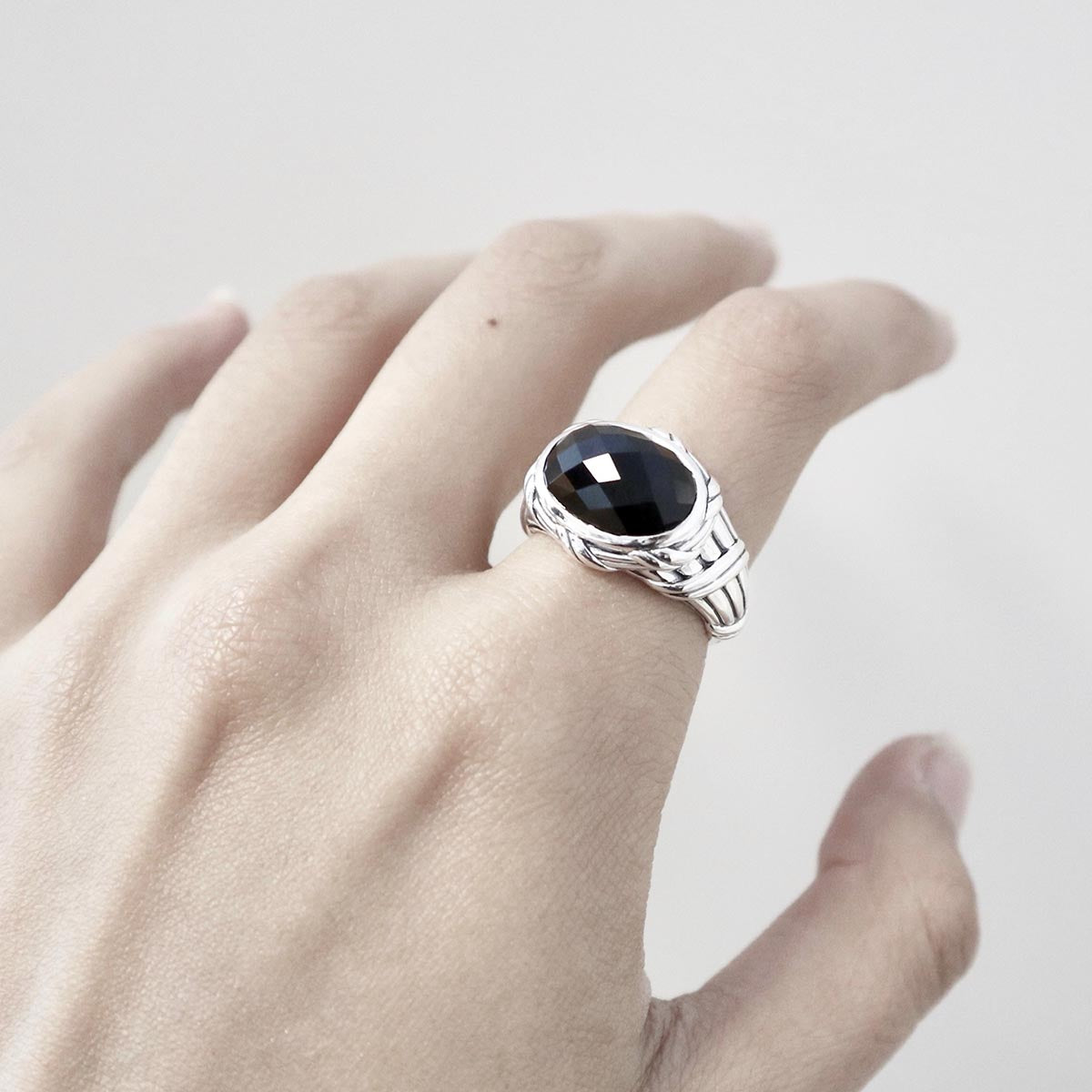 Reflections Statement Ring in sterling silver with black onyx