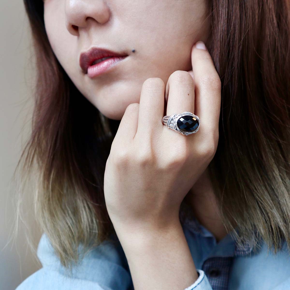 Reflections Statement Ring in sterling silver with black onyx