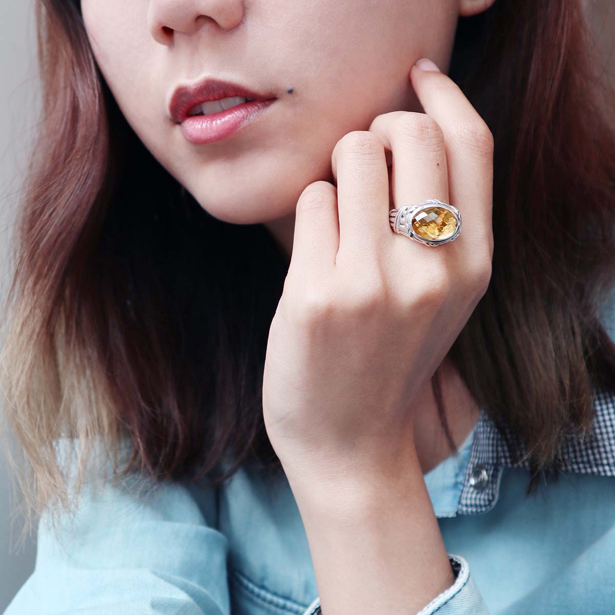 Reflections Statement Ring in sterling silver with citrine