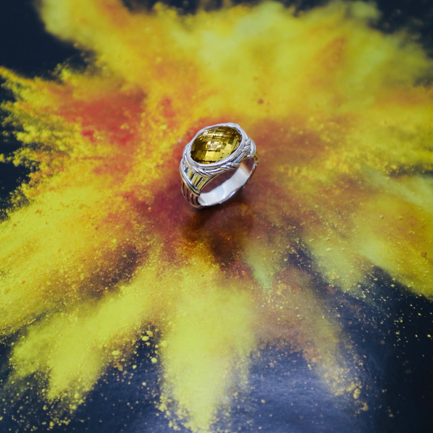 Reflections Statement Ring in sterling silver with citrine