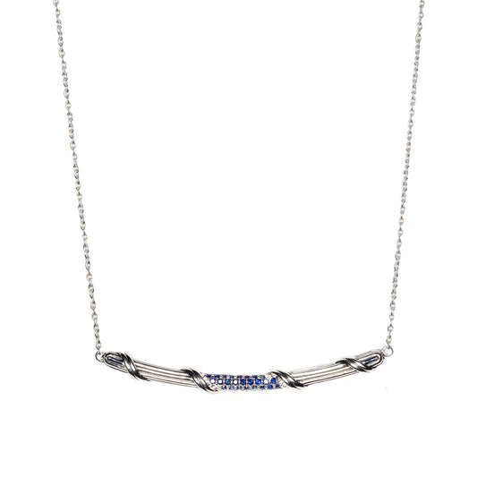 Signature Classic Bar Necklace with blue sapphires in sterling silver