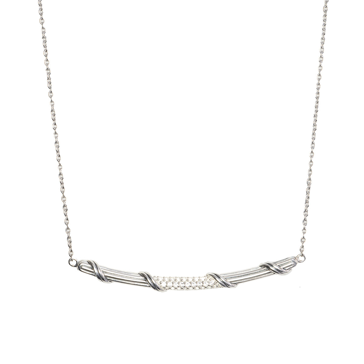 Signature Classic Bar Necklace with white topaz in sterling silver