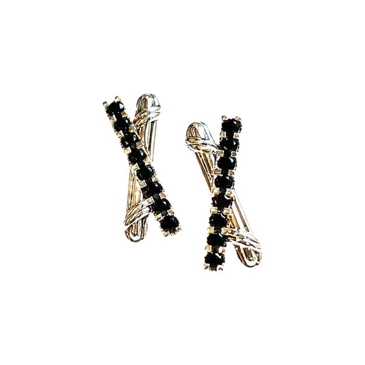 Signature Classic Criss Cross Earrings in sterling silver with black spinel
