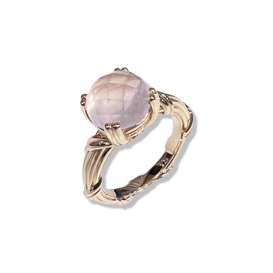 Fantasies Rose Quartz Cocktail Ring in 18K yellow gold 10mm