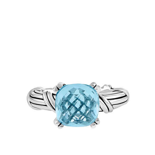 Fantasies Blue Topaz Cocktail Ring in sterling silver 10mm