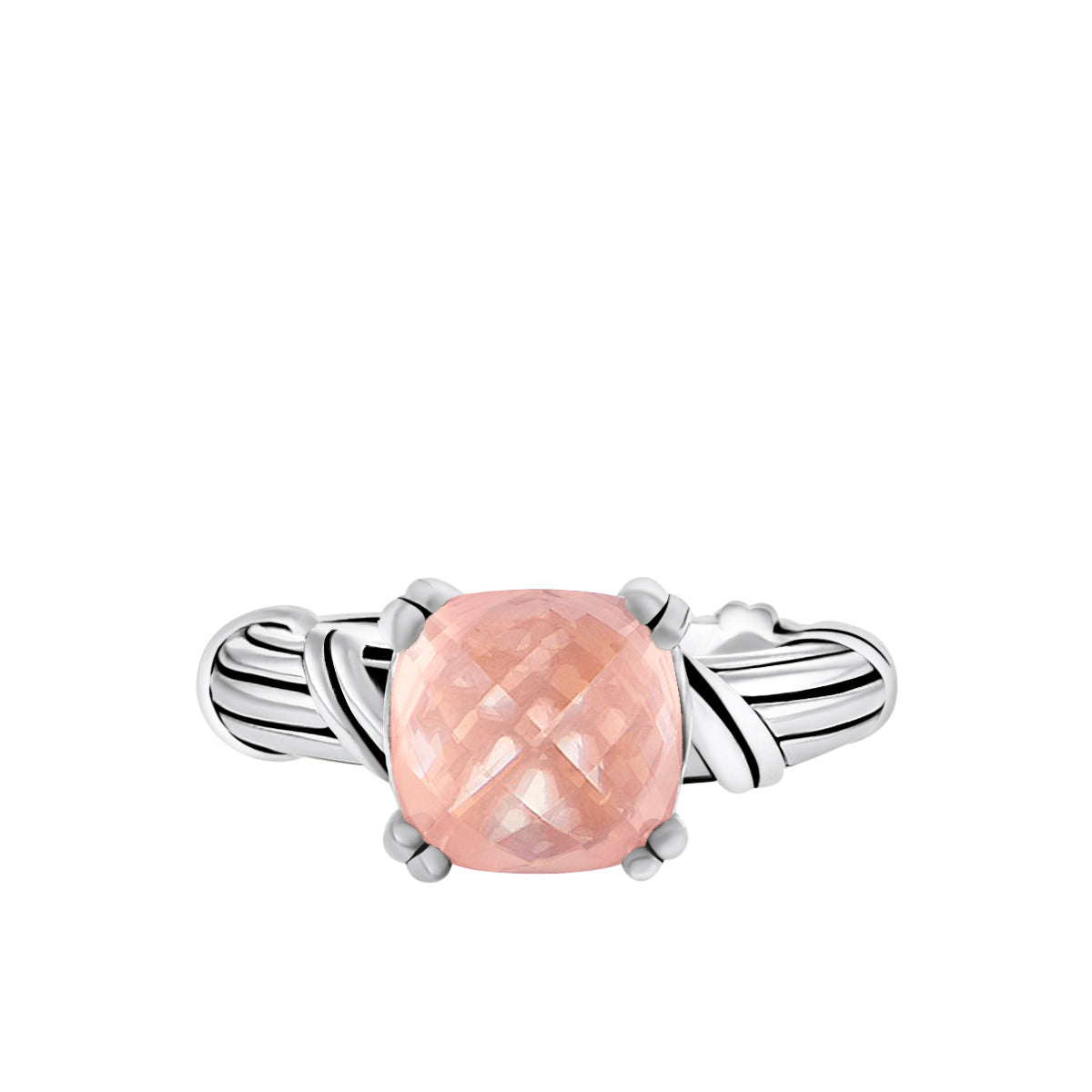 Fantasies Rose Quartz Cocktail Ring in sterling silver 10mm