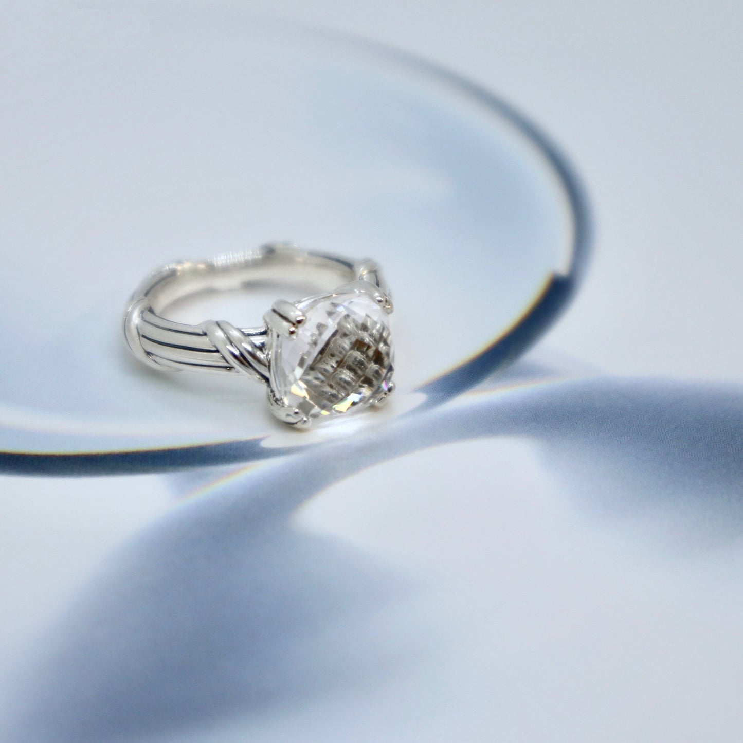 Fantasies Rock Crystal Cocktail Ring in sterling silver 10mm