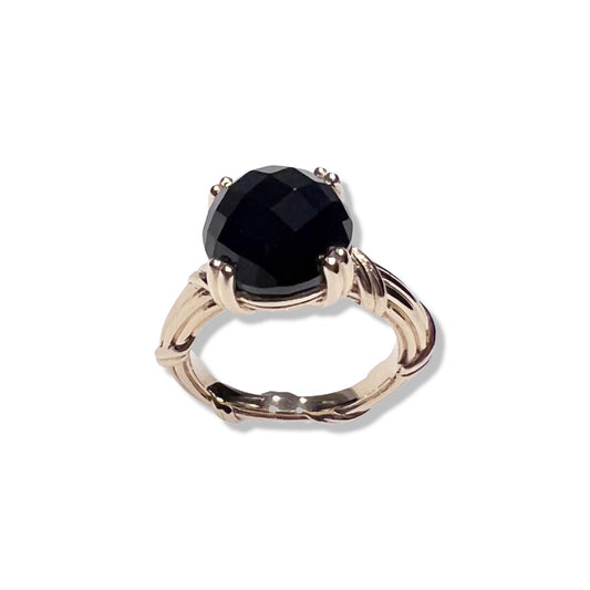 Fantasies Black Onyx Cocktail Ring in 18K yellow gold 12mm