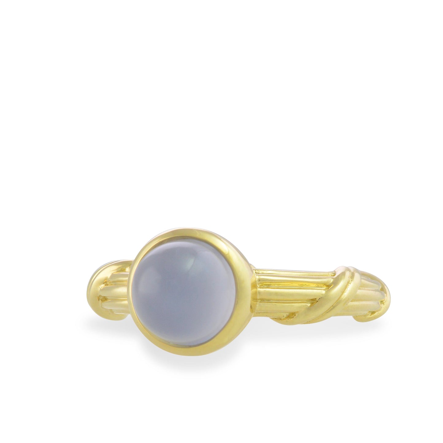 Chalcedony Bezel Set Cabochon Ring in 18K yellow gold