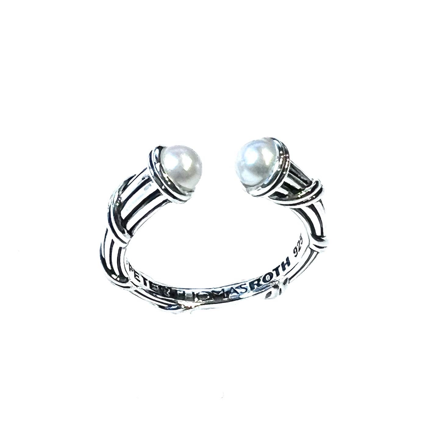 Luna Stack Ring in sterling silver with white pearl