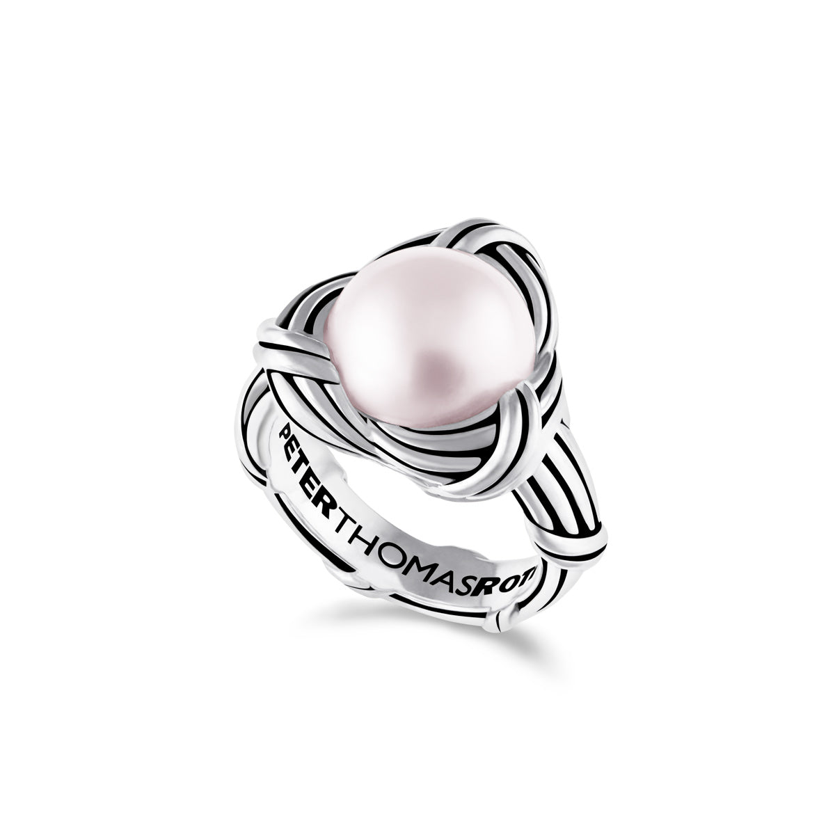 Park Love Knot Cocktail Ring in sterling silver with pink pearl 12mm