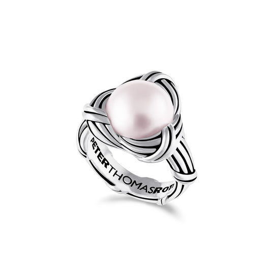 Park Love Knot Cocktail Ring in sterling silver with pink pearl 12mm